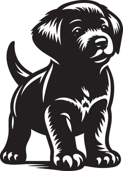 Charming Black Silhouette of a Sweet Baby Dog Puppy vector