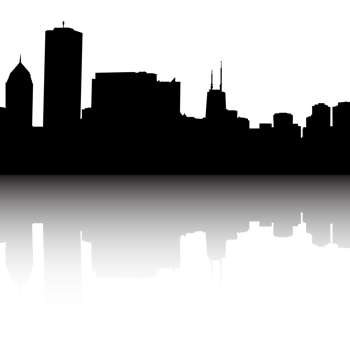 flat city skyline silhouette png
