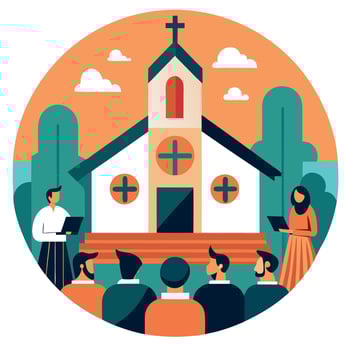 Church service illustration vector
