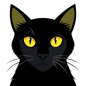 Black cat with yellow eyes illustration vector