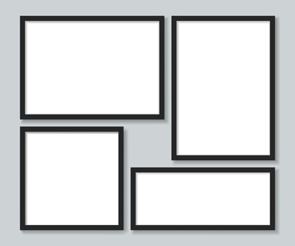 Set black photoframes template. illustration. vector