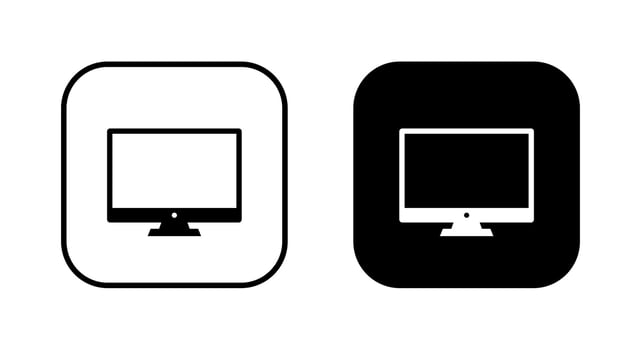 Computer desktop monitor icon on black square vector