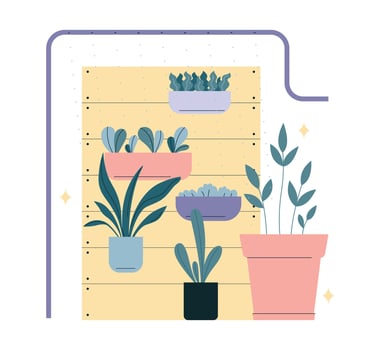Drip irrigation system for houseplant. Vertical garden. City agriculture vector