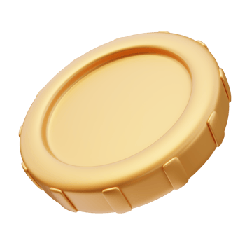 3D Rendering Golden Coin Side Rotate png