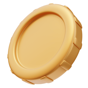 3D Rendering Golden Coin Glossy png