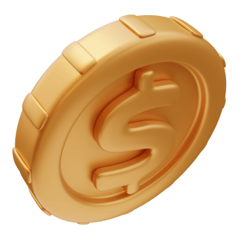 3D Rendering Golden Coin with Dollar Sign png