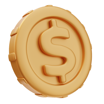 3D Rendering Golden Coin Dollar png