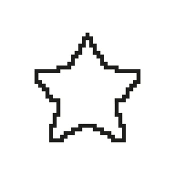 Star Icon In Pixel Art. Pixelated Five-Pointed Star. Symbol of Excellence and Achievement. Pixelated Star Shape for Ratings or Rewards. Isolated Illustration vector