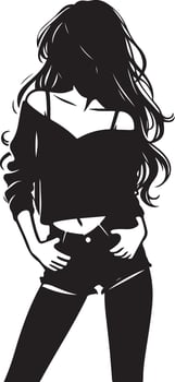 Fashion-Inspired Black Silhouette Art of a Glamorous Female Model vector