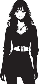 Stylish Female Silhouette in Black for Contemporary Wall Decoration vector