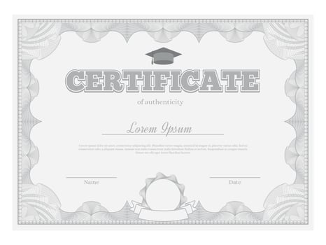 Certificate features a sophisticated geometric line pattern around its border and placeholders for name and date, suitable for various official purposes vector