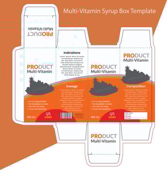 Eye-Catching Designs for Multi Vitamin Syrup box Packaging template vector