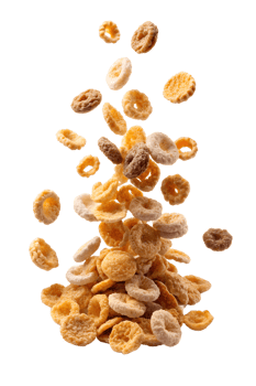 Cereal clusters Floating in mid-air isolated on transparent background png