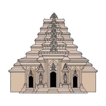 temple with a large tower vector