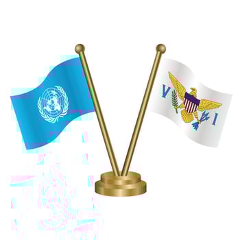 United Nations and Us Virgin Islands table relation flag. Illustration vector