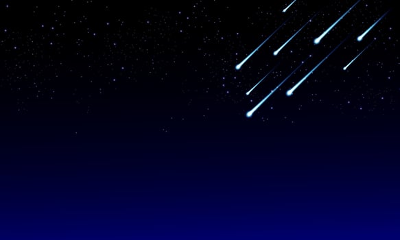 Dark galaxy background falling comets. Stardust and bright shining stars in universal. vector