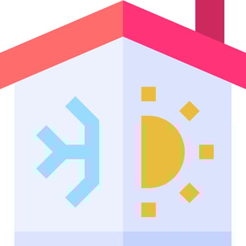 A house with a sun and a symbol of a sun vector