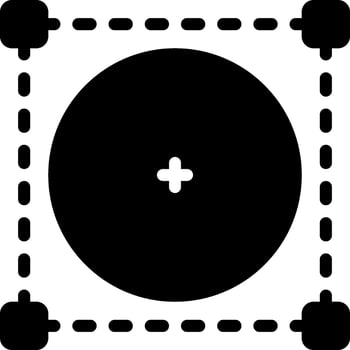 A black and white square with a cross in the center vector