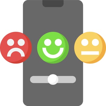 A phone with four different emoticons on it vector