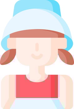 A girl wearing a hat and holding a towel vector