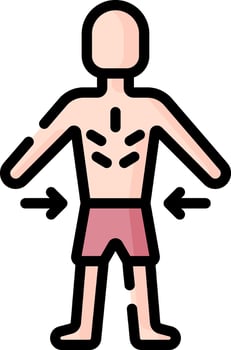 A man with a chest and arms in the air vector