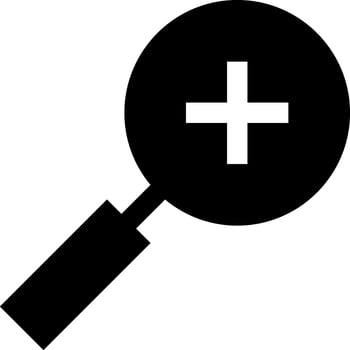 A magnifying glass with a cross on it vector