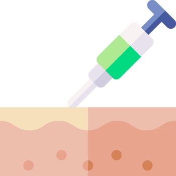 A syringe is being used to inject a substance into a skin vector