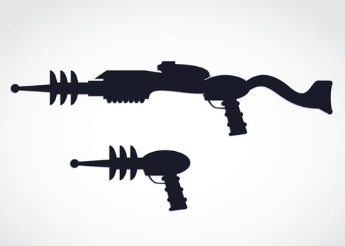 silhouette alien laser gun vector