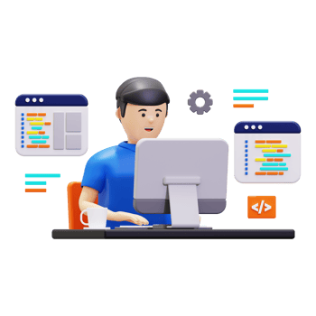 3d Coder Working On Website Illustration png