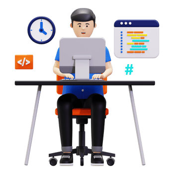 3d Programmer Typing Programming Code Illustration png