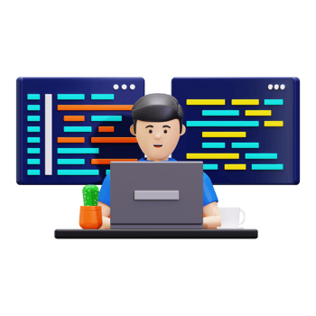 3d Programming Developer Working On Project Illustration png