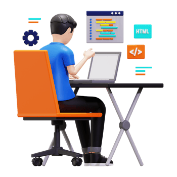 3d Programmer Busy On Laptop Illustration png
