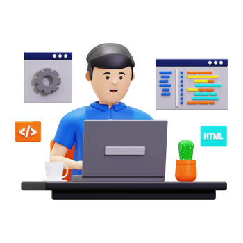 3d Software Engineer Making Adjustments To Program Coding Illustration png