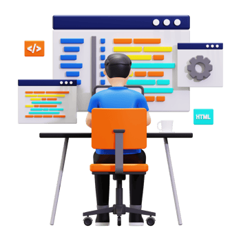 3d Professional Programmer Writing Code For Testing Computer Software Illustration png