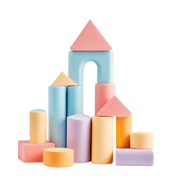 A set of colorful blocks with a house in the middle png