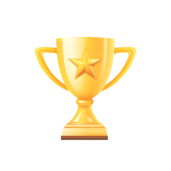 Gold trophy cup with star on isolate transparent background png