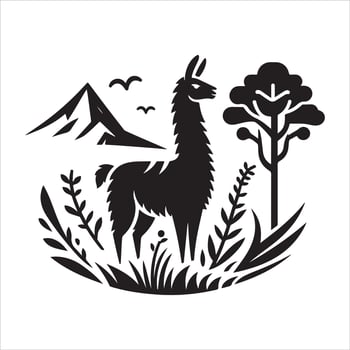 Alpaca silhouette graphic in graphic format vector