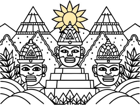 shining mountains, dense jungles, hidden mysteries high mountains, ancient muisca tribe, masters of vector