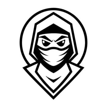 gaming logo style of a ninja face, illustration line art vector