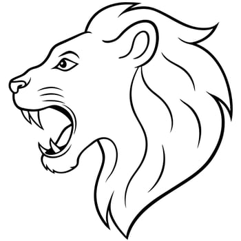 lion roaring, illustration line art vector