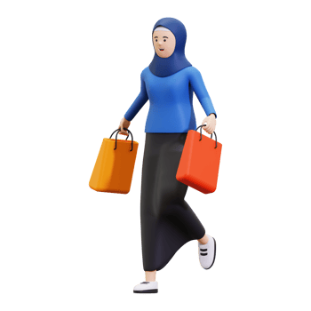 3d Hijab Woman Shopping Illustration png