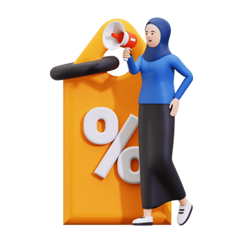 3d Hijab Girl Doing Sale Announcement Illustration png