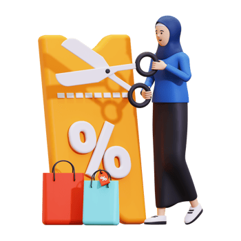 3d Hijab Girl Having Discount Voucher Illustration png