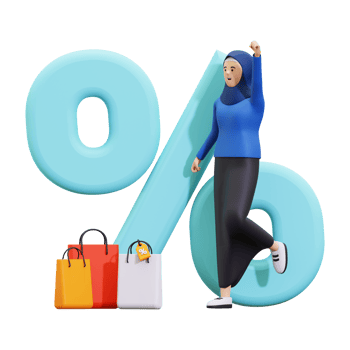 3d Hijab Woman Doing Shopping On Ramadan Sale Illustration png