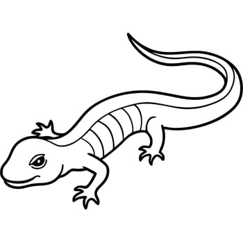 a skink crawling on the ground, with a smooth, shiny body and small limbs, illustration line vector