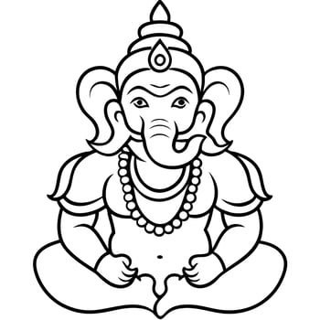 lord ganesh, illustration line art vector