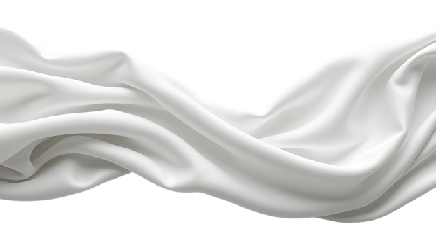 Isolated floating elegant white fabric, expertly cut out. png