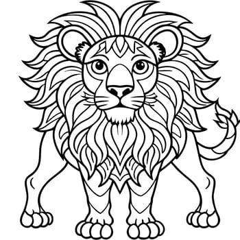 lion, bw coloring page inspired by keith haring, illustration line art vector