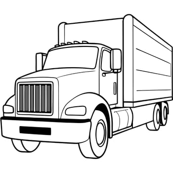 big truck, illustration line art vector