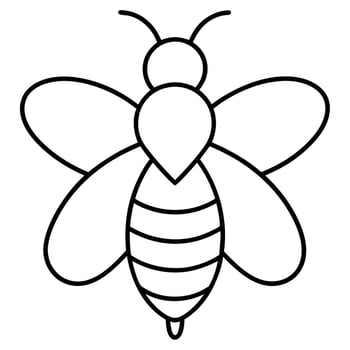 simple bee outline, illustration line art vector